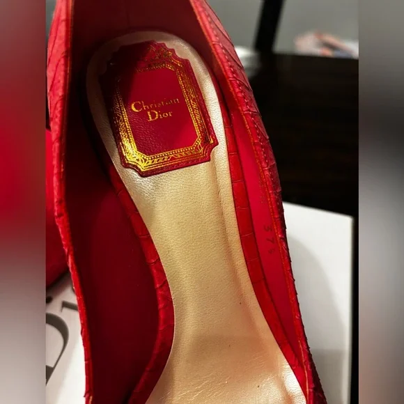 Vintage MISS DIOR PEEP TOE 4 inch heels in Framboise size 7.5 (37.5 euro) - Picture 5 of 7